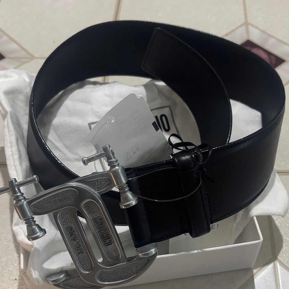 Moschino Black Women's Belt with Silver Buckle